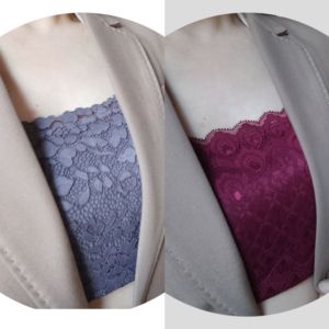 上下固定一片式抹胸防走光遮胸布低领胸挡布胸片布蕾丝胸贴V领