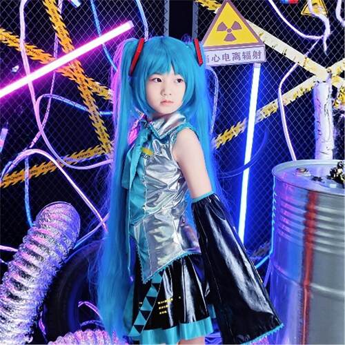 初音cos服儿童初音cos服