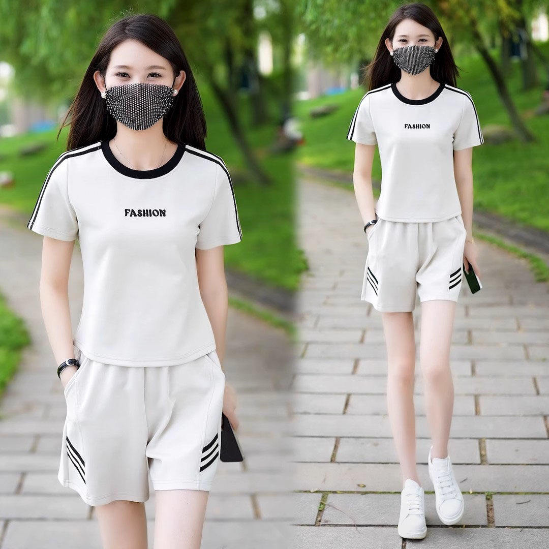 德国新款女士运动服套装休闲时尚短袖短裤两件套夏女装小个子洋气