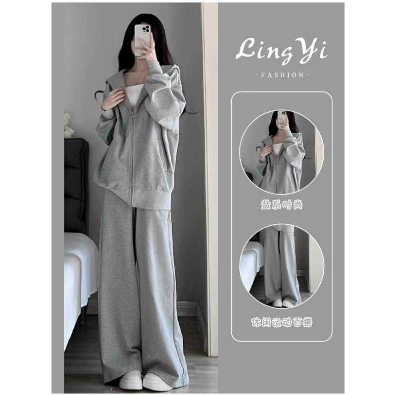 英国DGKP运动服套装女2025春秋新款宽松显瘦卫衣休闲两件套跑步潮