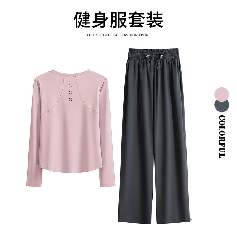 米兰风MDCW运动速干衣女套装女秋宽松透气短袖瑜伽服普拉提训练服