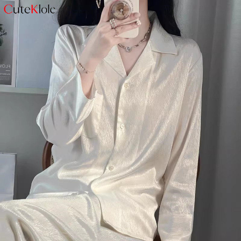 维多利亞丝绸睡衣女款2026新款秋春高级感白色长袖女士家居服套装