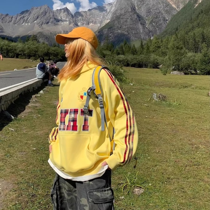 英国DHWA美式复古连帽卫衣外套女款春秋2025新款宽松休闲运动上衣