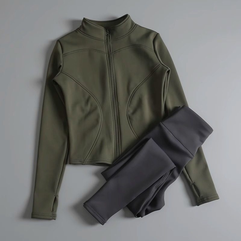 MDCW米兰风加绒瑜伽套装女款秋冬显瘦外套速干衣健身跑步运动服