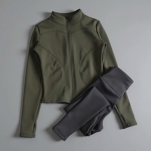 MDCW米兰风加绒瑜伽套装女款秋冬显瘦外套速干衣健身跑步运动服