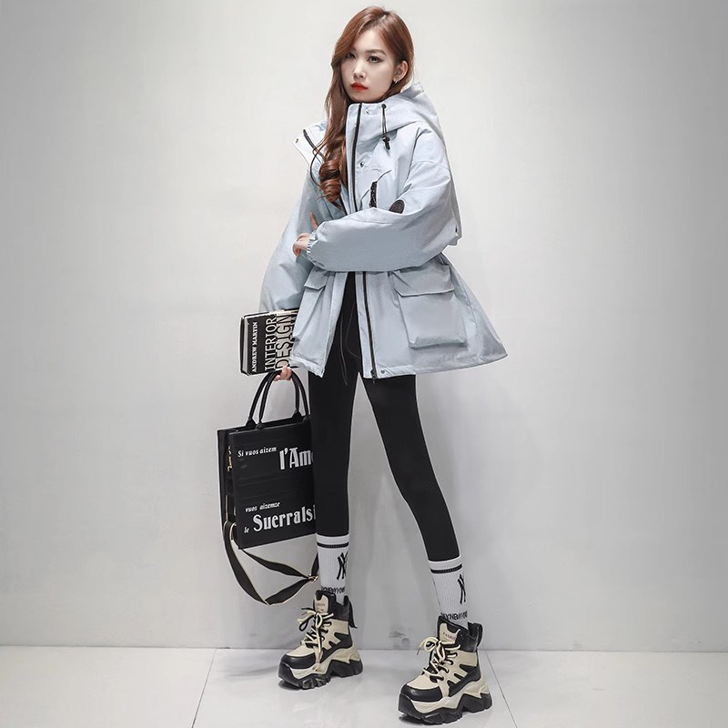 韩国Uamtor防水超好看冲锋衣女士秋季新款韩版风衣外套中长款显瘦