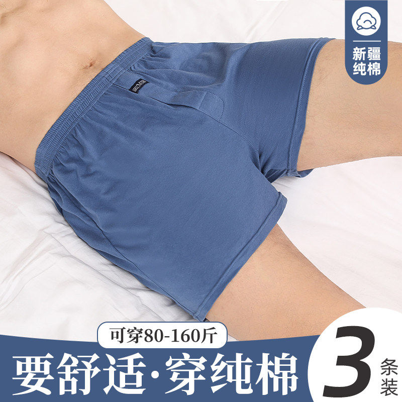 高端男士内裤纯棉四角裤衩舒适夏季平角短裤头男款大码阿罗裤中年