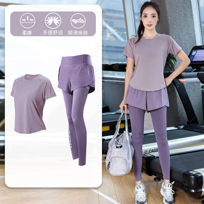 德国新款健身服女专业打羽毛球运动套装轻薄宽松瑜伽服短袖