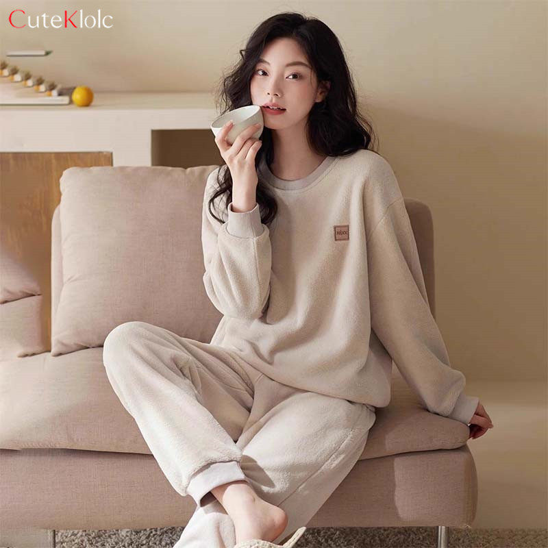维多利亞法兰绒牛奶绒睡衣女款2026新款秋冬季加厚女士家居服套装