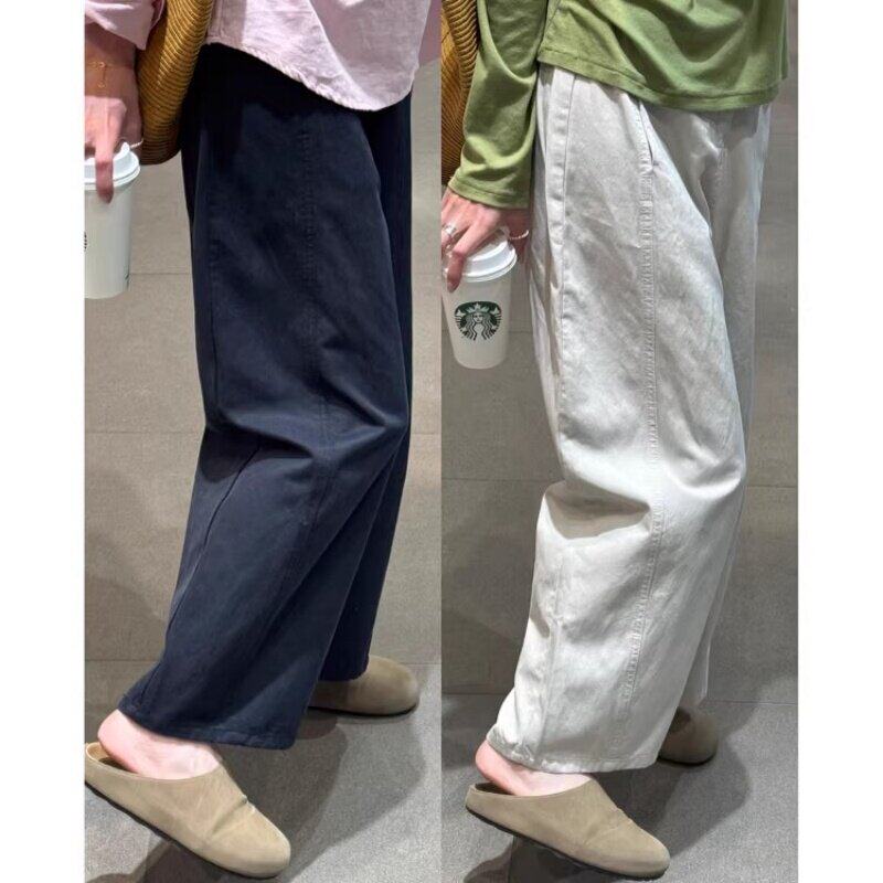 韩国Uamtor小个子直筒休闲阔腿裤女大码春秋季胖mm显瘦九分工装裤