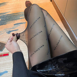 网红字母丝袜女巴黎JK性感黑丝任意剪显瘦超薄防勾丝打底连裤袜