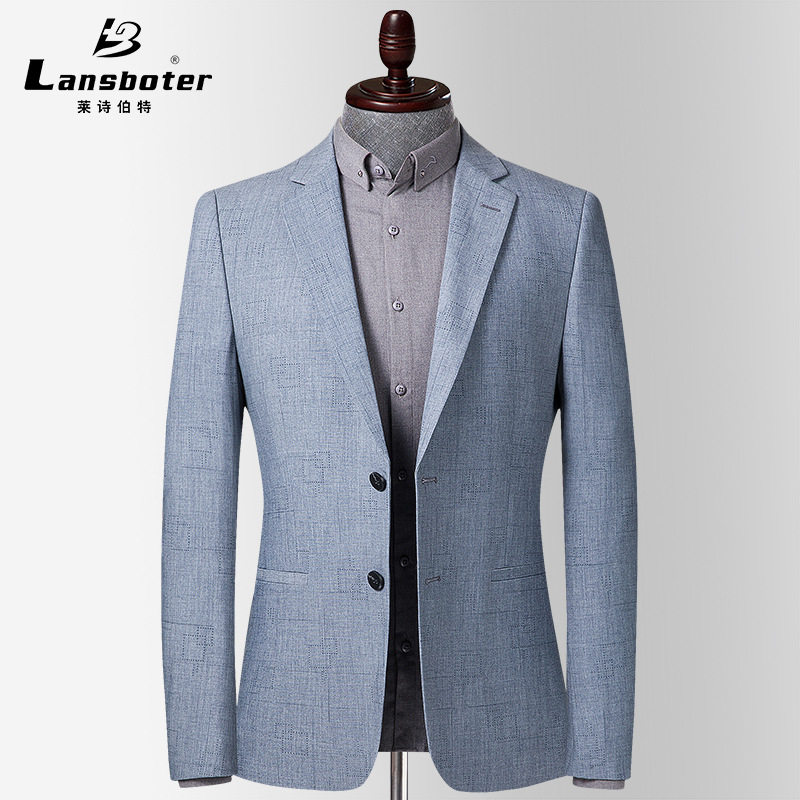 今年流行灰格西装春秋薄款男式休闲西服韩版修身小西装男西服外套