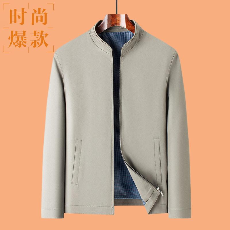 茄克衫夹克外套中年商务休闲纯色