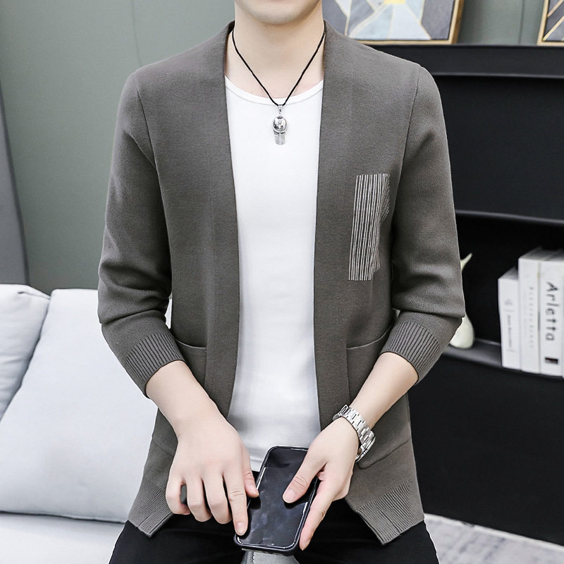 秋冬新款潮流时尚开衫毛衣男针织打底开衫高级感男士休闲线衣外套
