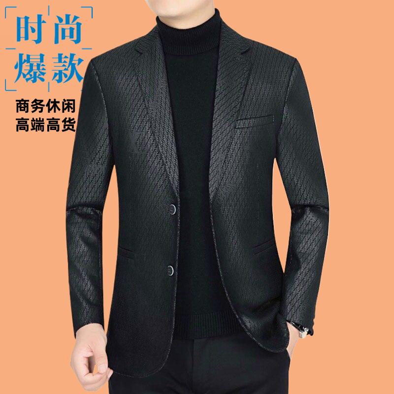 春秋高档中年麂皮爆休闲便服单西