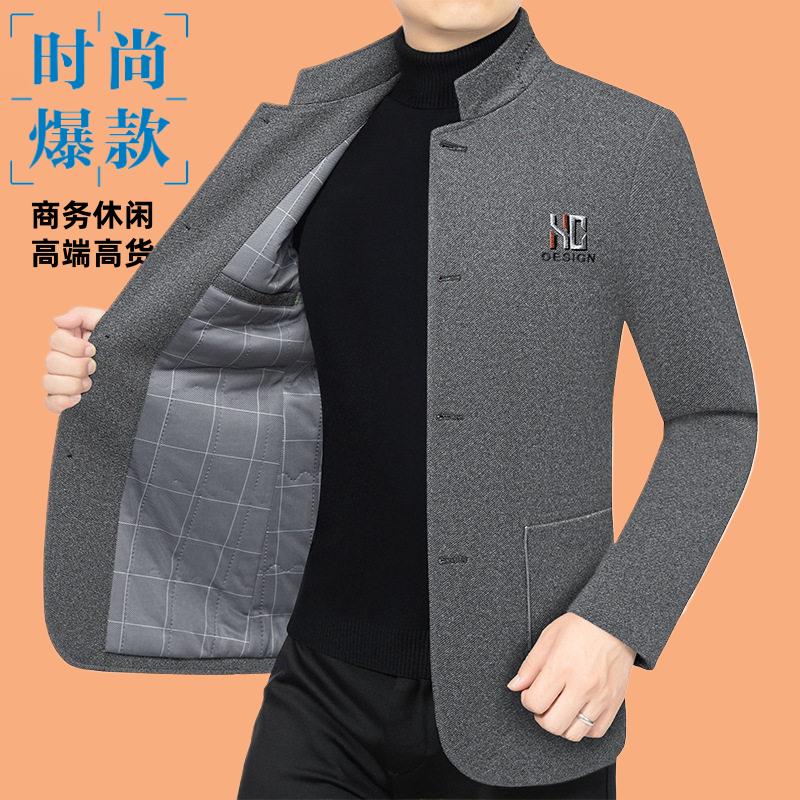 夹克衫秋冬新款加厚中年男士休闲