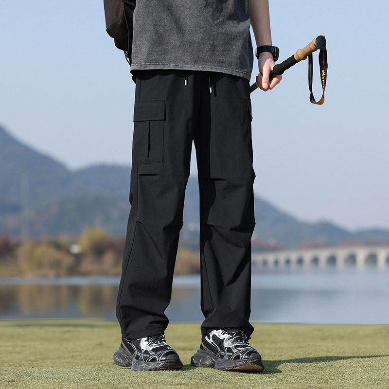 工装裤男春夏新款直筒休闲裤薄款夏季中青年男士两穿裤子