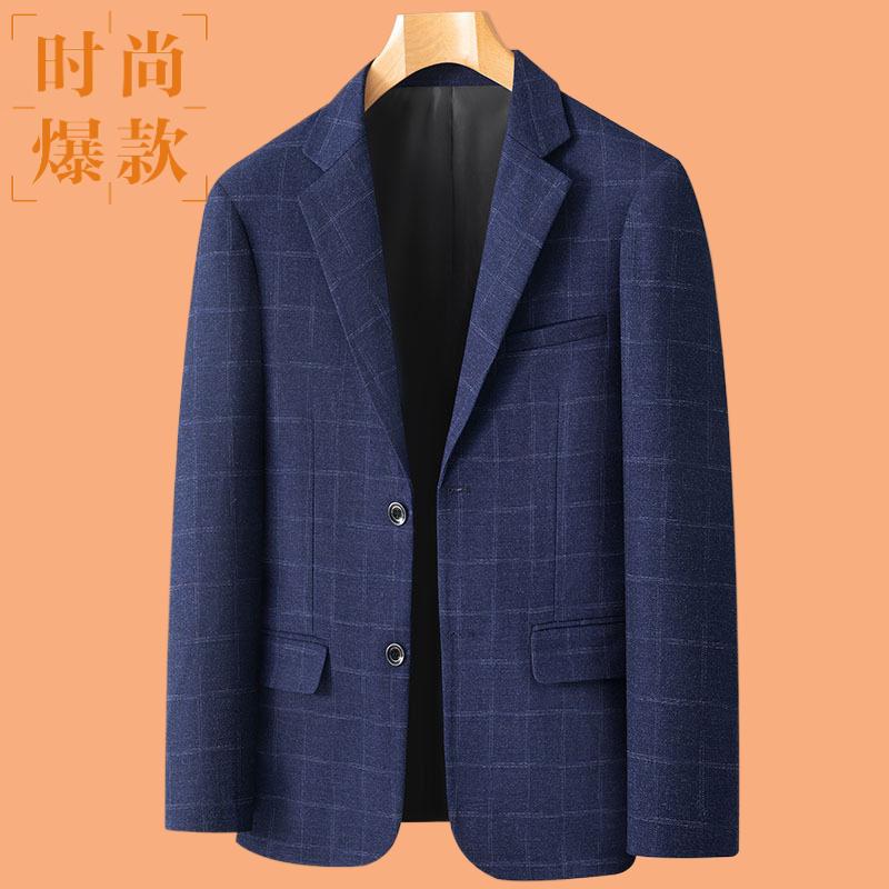 男式西服中年商务格休闲便服单西
