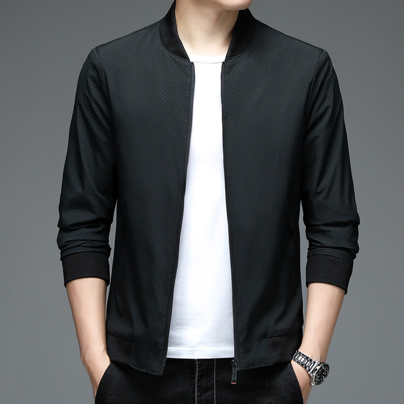 春秋新款男士夹克外套棒球领爸爸装休闲简约运动风中年男装上衣服