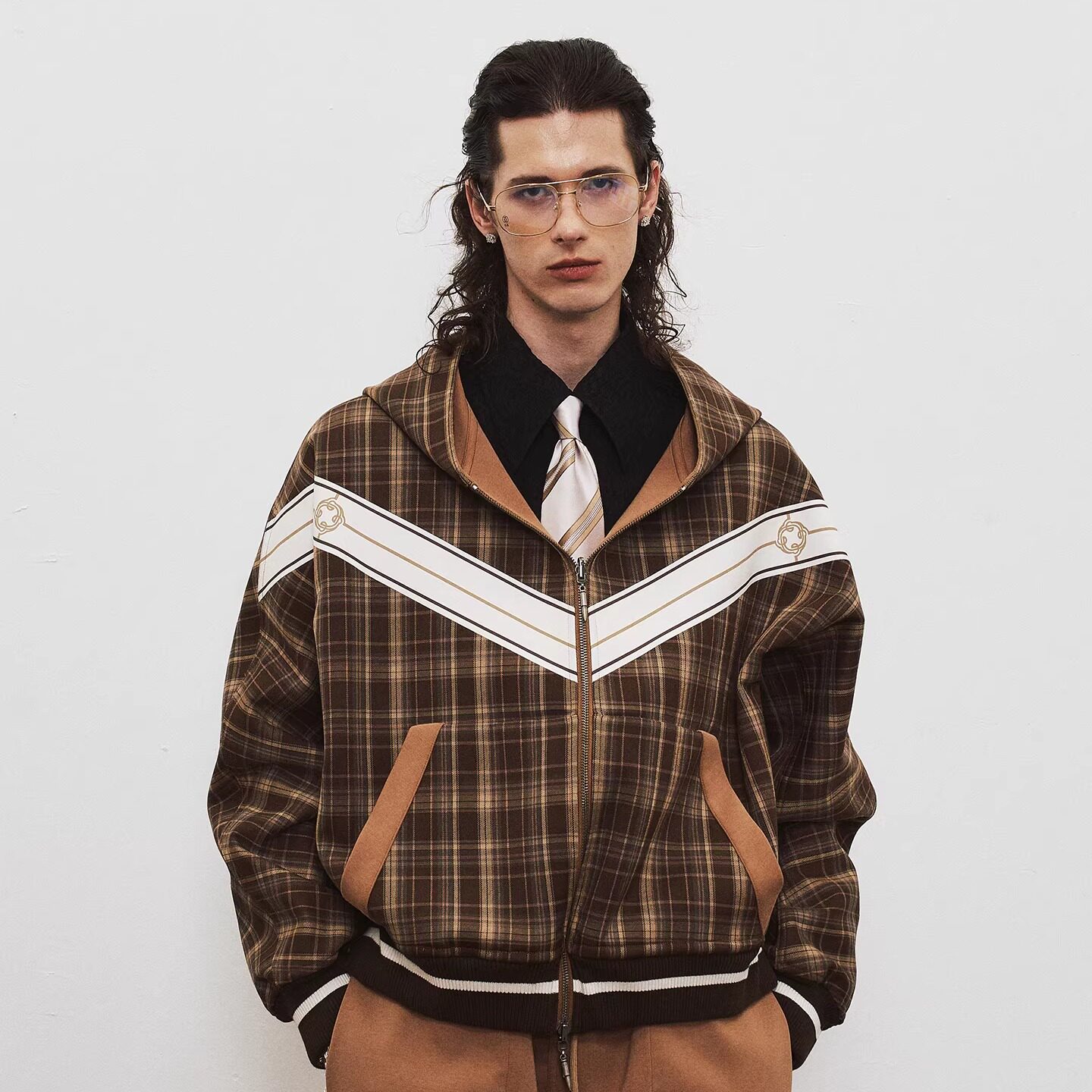 GLB|静奢感暖栗棕格纹双面穿套装