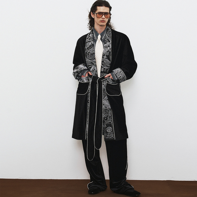 GLACIERBOY老钱风丝绒可外穿睡袍