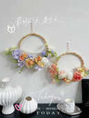 高端莫奈花园玫瑰竹花环门柄墙装 饰花乔迁之喜礼品挂件