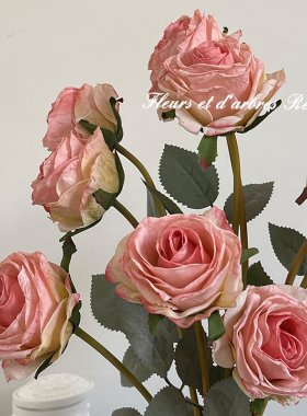 刘亦菲同款法式莫奈花园高级感焦边玫瑰花仿真花假花餐桌手捧花束