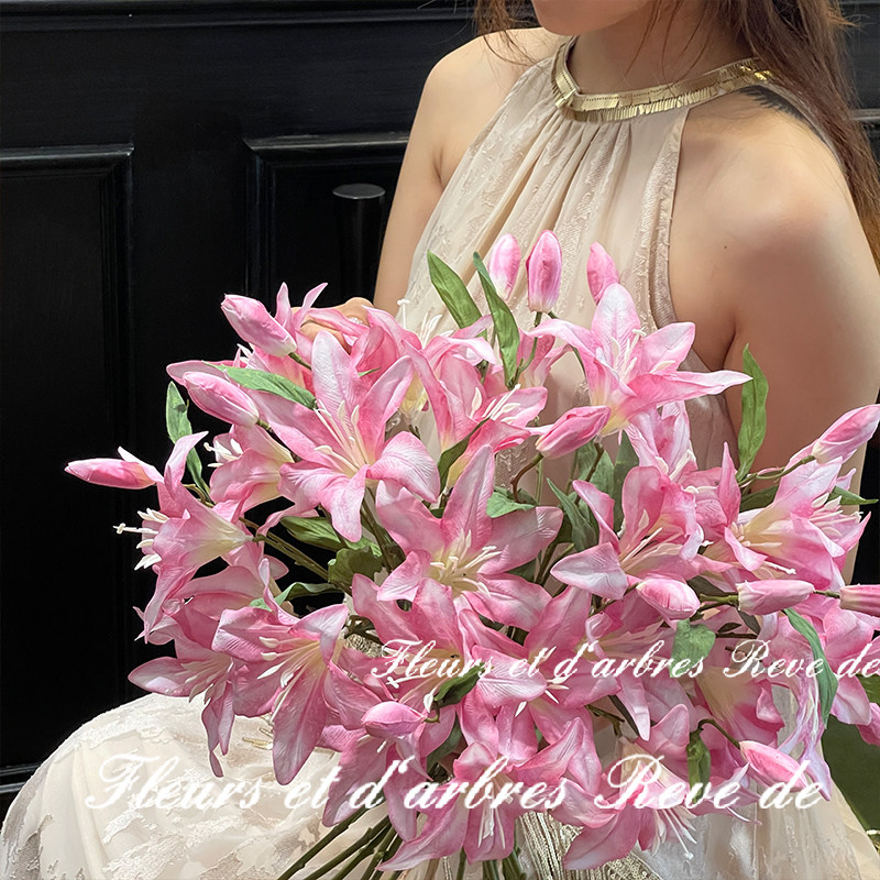 仙女百合假花仿真花摆设高级感逼真客厅餐桌花艺摆件高级花卉绿植