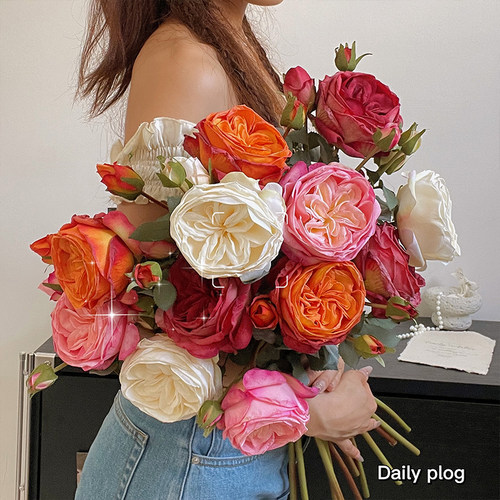 高级感复古奥斯汀干花花束