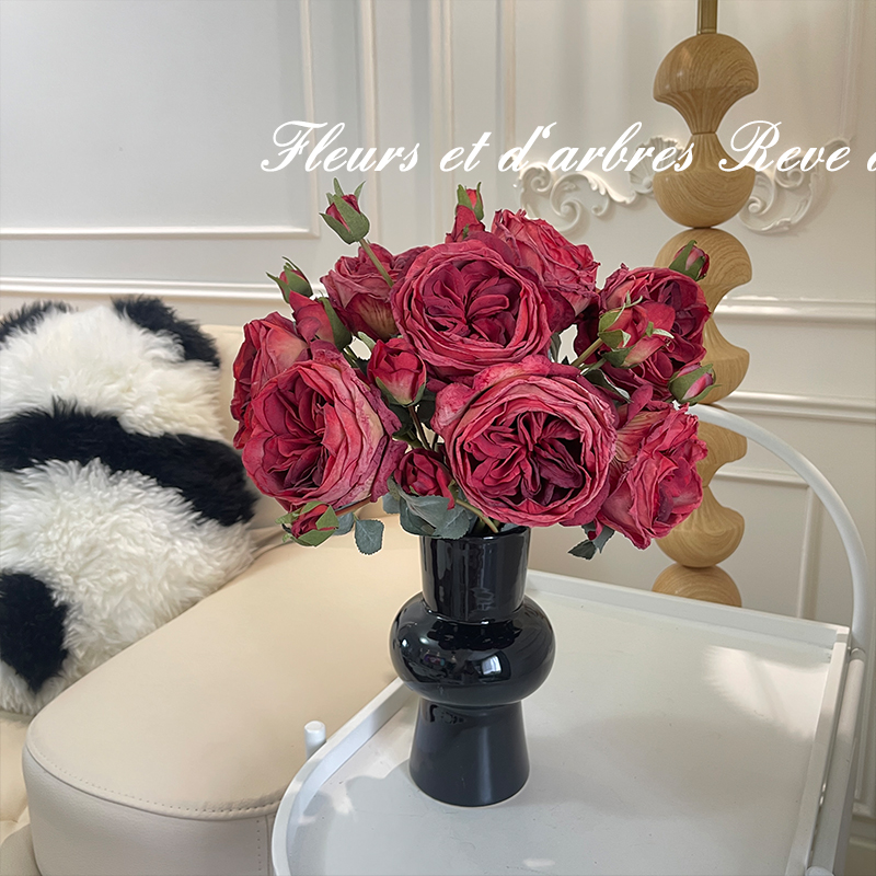 欧式复古焦边玫瑰花束