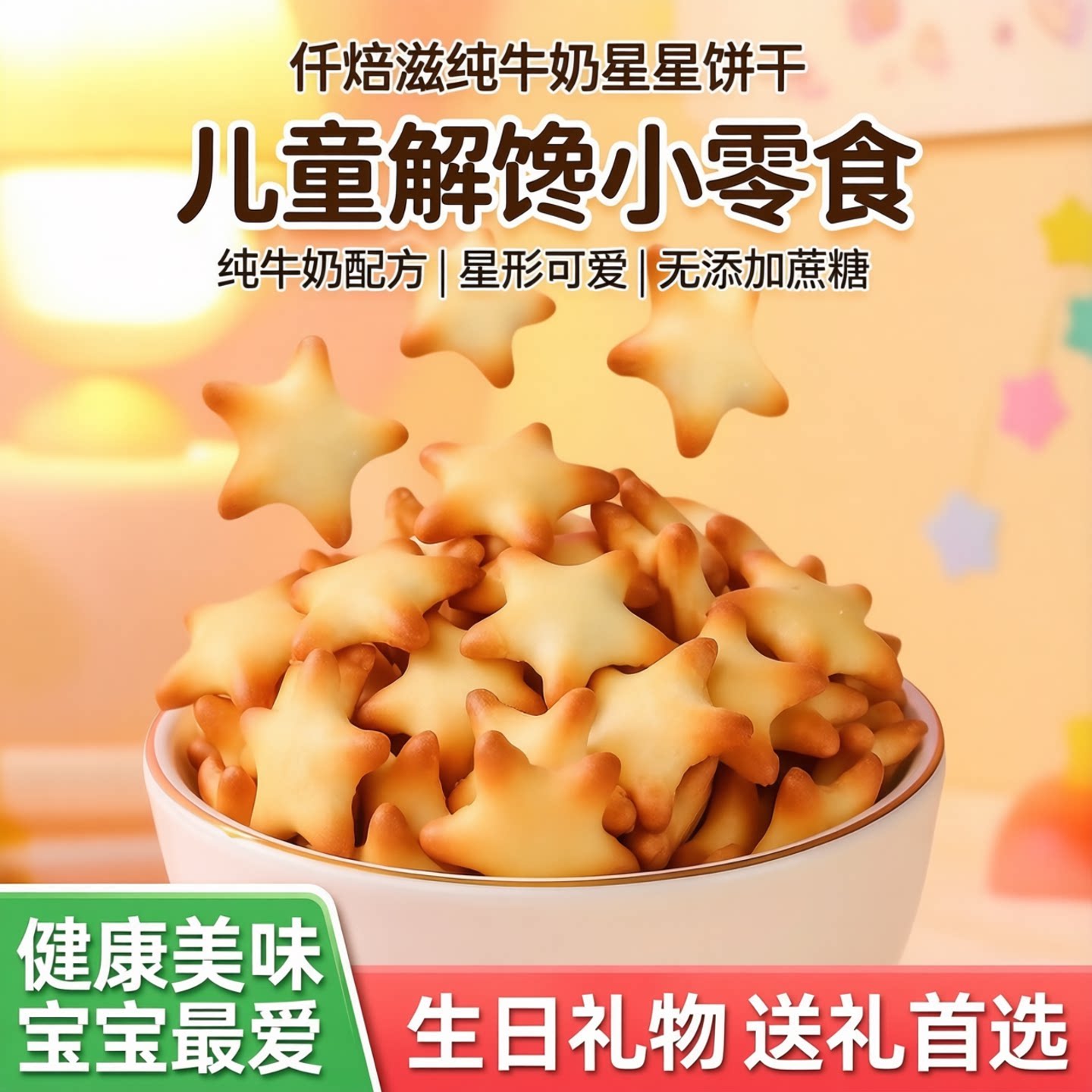 仟焙滋纯牛奶卡通星星童年回忆饼干点心儿童解馋网红休闲小零食