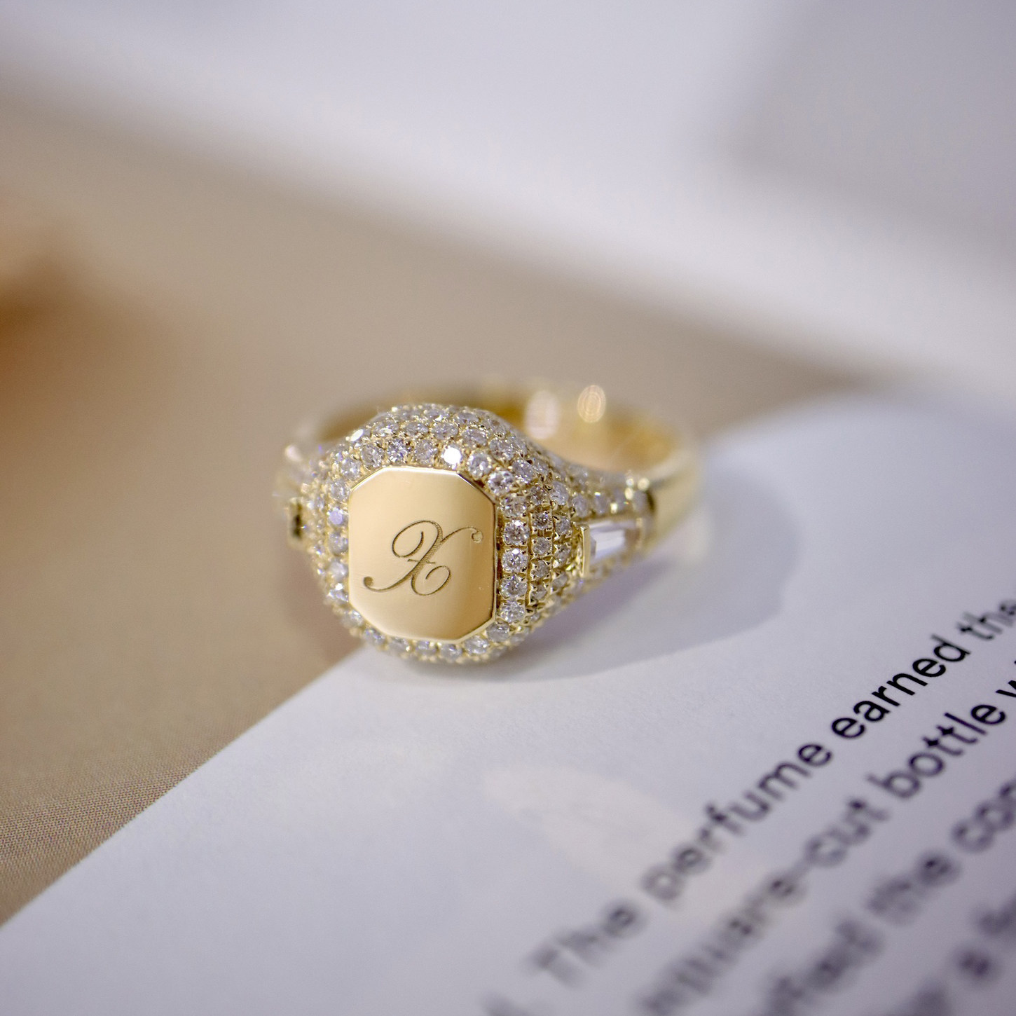 18k真金真钻英文字母天然钻石海蓝宝戒指定制专属关键词个性珠宝