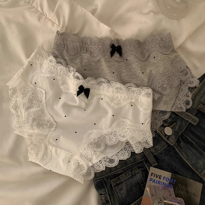 新款法式蕾丝边女生纯棉内裤女大码纯欲风全棉抗菌裆女士女式