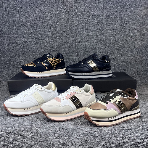 出美国布劳家轻奢女士真皮休闲运动鞋复古防滑松糕厚底阿甘慢跑鞋