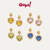 Oups泫雅易梦玲同款 新年礼物 四色爱心镶钻耳环925银小众设计