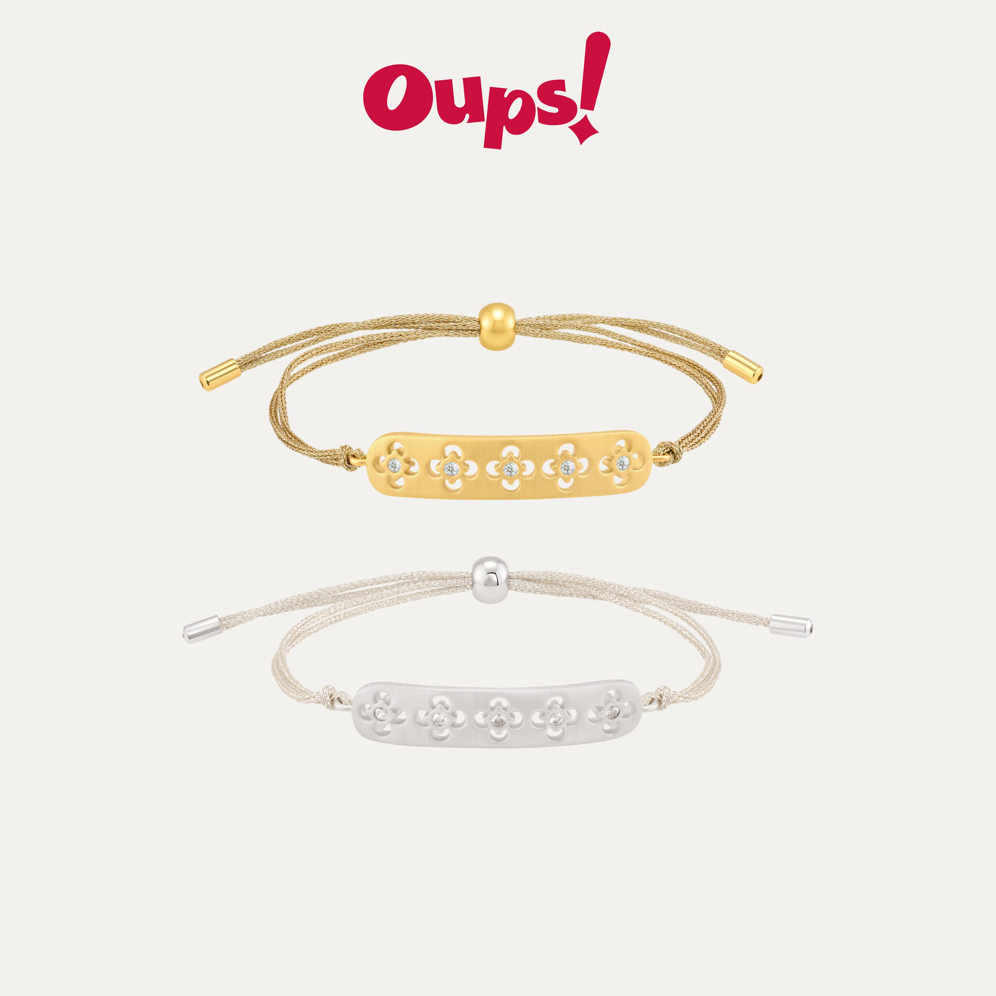 【新品】Oups!盖亚密语手链金属四叶草镶钻手链可调节手环百搭女