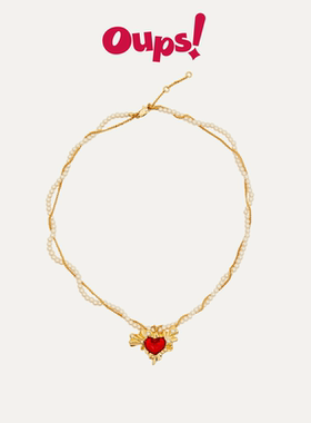 【新年礼物】Oups赵小棠双层珍珠火焰爱心项链红色新年节日项链