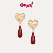 新年礼物 oups钟楚曦卢昱晓金丝礼服耳环珍珠红色新年节日耳饰