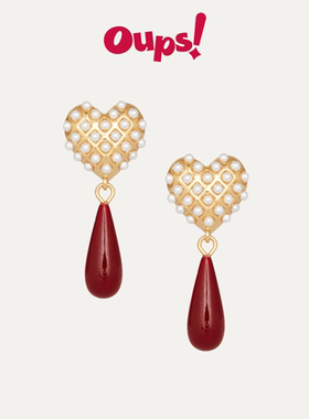 【新年礼物】oups钟楚曦卢昱晓金丝礼服耳环珍珠红色新年节日耳饰