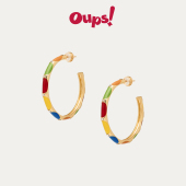 Oups易梦玲哈尼同款 缤纷往复耳环珐琅几何图案s925银C圈耳饰原创