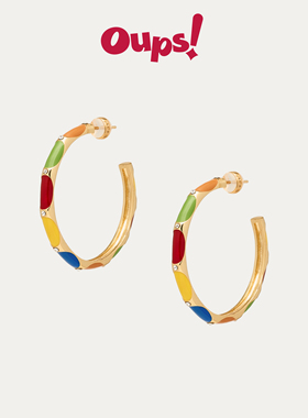 【新年礼物】Oups易梦玲哈尼同款缤纷往复耳环珐琅s925银耳饰原创