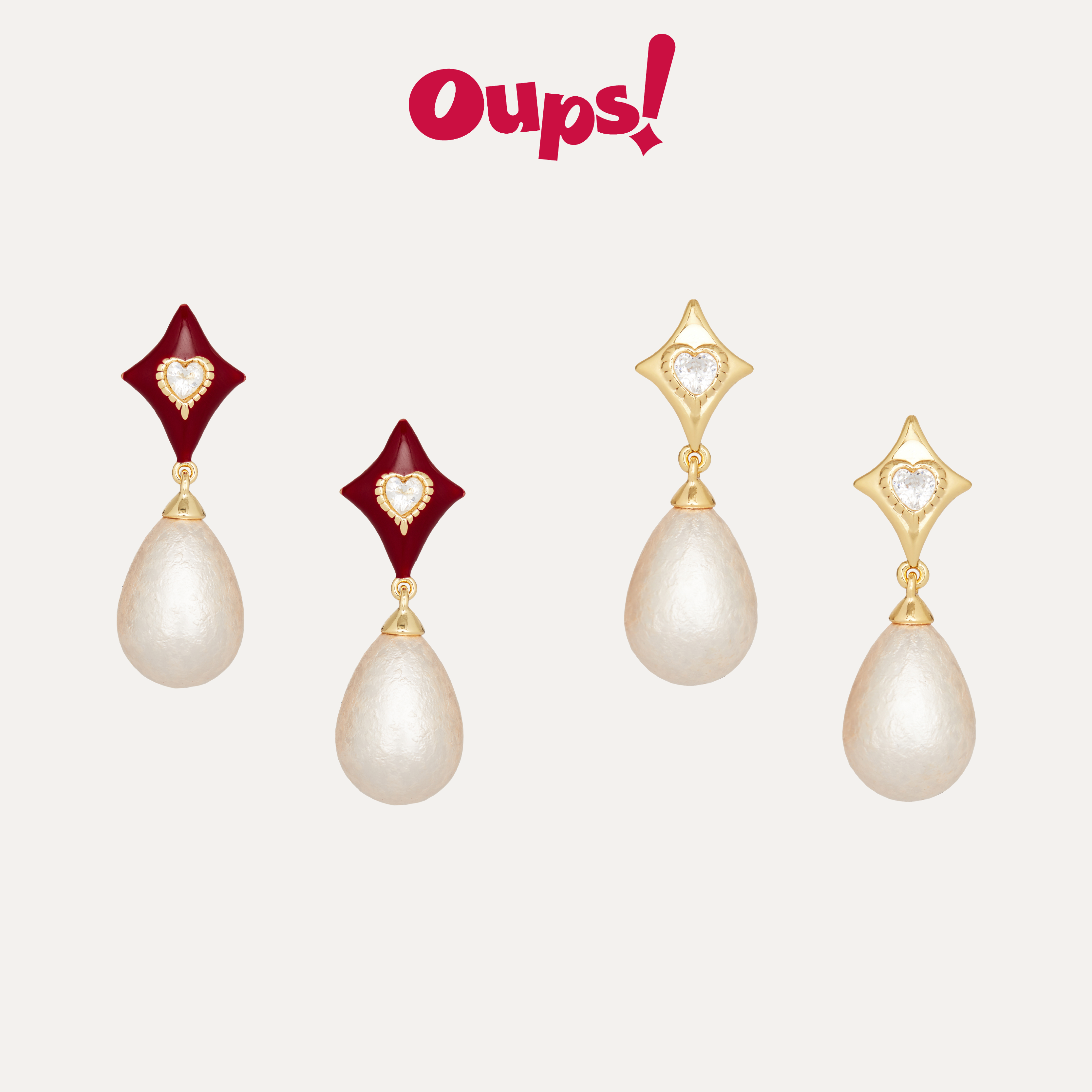Oups新品复古珍珠锆石耳环
