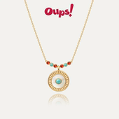 Oups 新品 槟城旧梦项链贝母圆形吊坠气质天然石锁骨链女原创