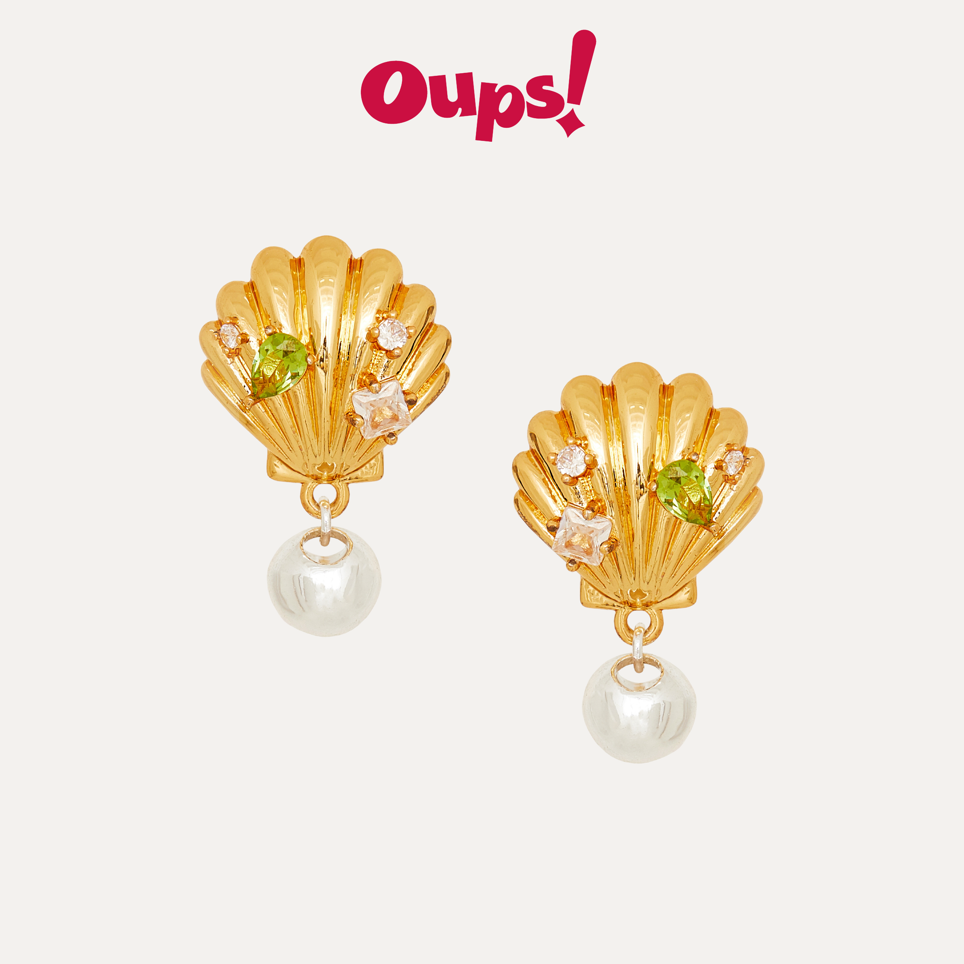 oups赵昭仪同款金贝盛宴耳环高级感镶钻贝壳形925银耳饰原创设计