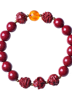 墨驰男女朱砂三合六合生肖手链