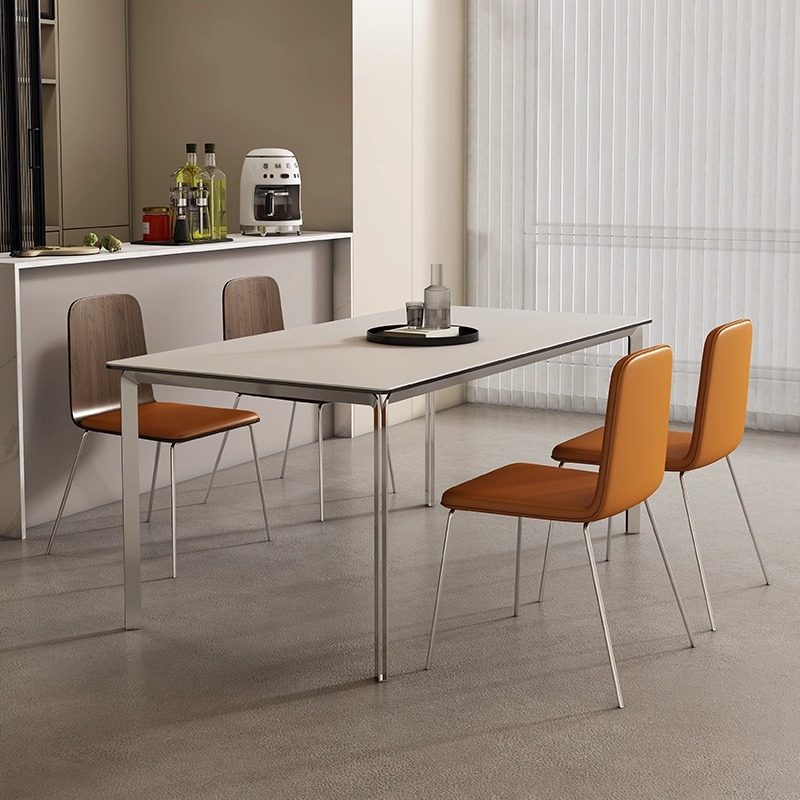 德利丰岩板餐桌椅组合长方形家用小户型北欧现代简约不锈钢大饭桌,住宅家具,岩板餐桌,淘宝优惠券,粉丝福利购,淘宝优惠卷