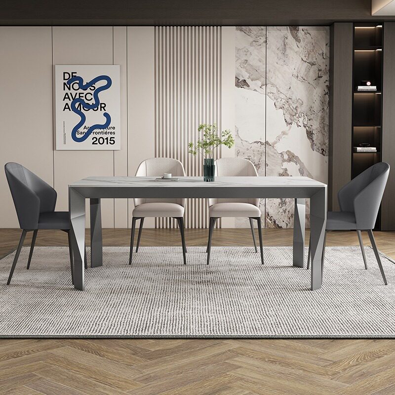 意式德利丰岩板餐桌椅组合家用小户型简约现代长方形桌子