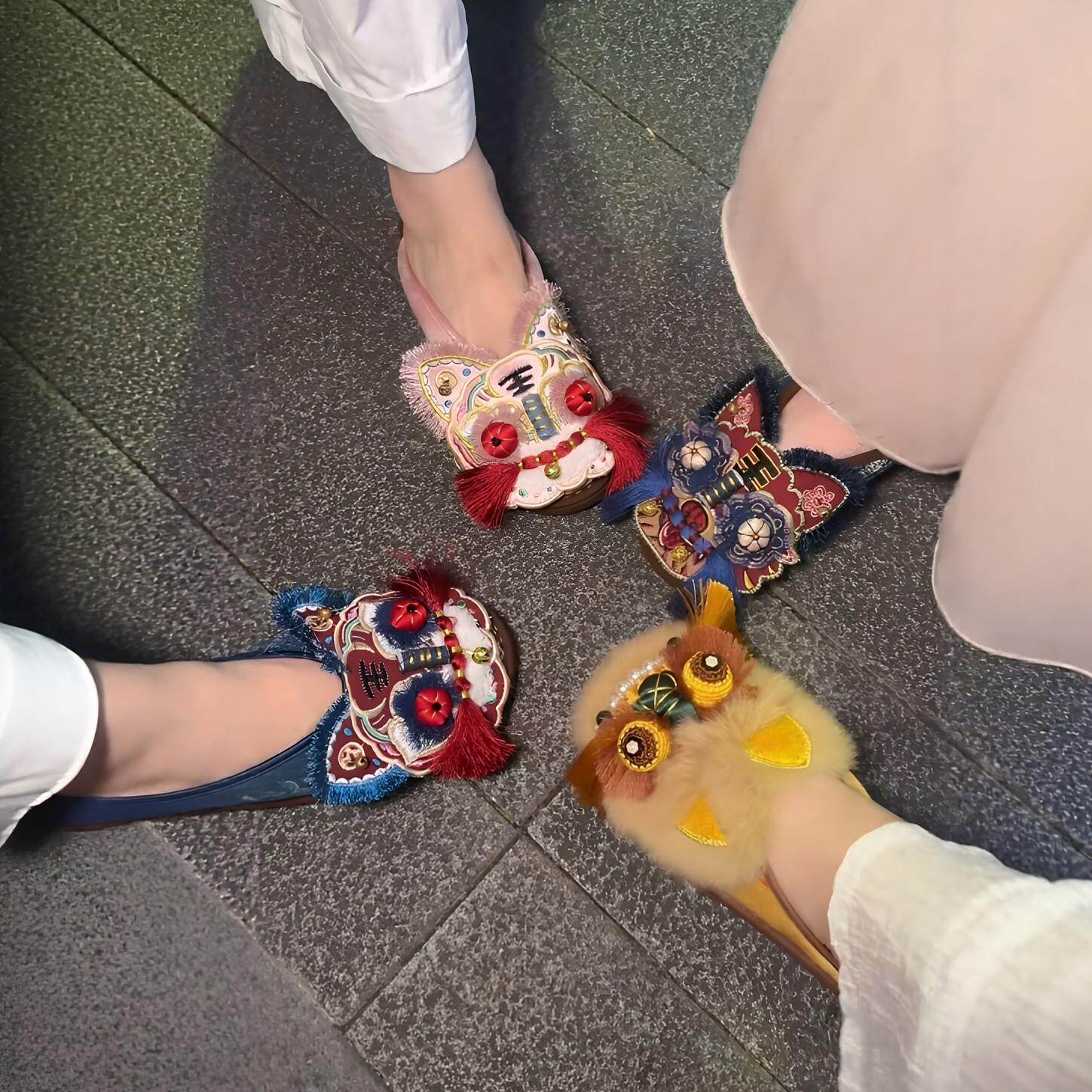 爱上虎头鞋!女士国风虎头鞋立体刺绣平底四季布鞋重工非遗绣花鞋