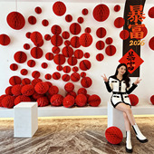 2026新年装 饰品马年商场店铺场景布置蜂窝球过年客厅氛围地堆摆件