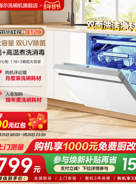 [热销]海尔洗碗机W5000Plus白色双面洗18套+3套家用全自动嵌入式